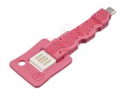 USB-microusb universal Data Cable pink shaped key in blister